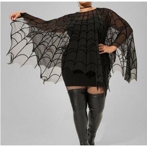Torrid Spiderweb Mesh Poncho Plus Size Women Halloween Costume 5X-6X|28-30